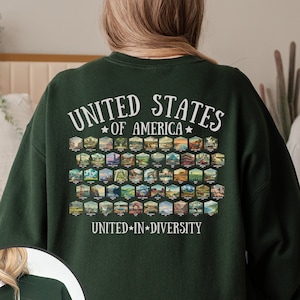 US States Sweatshirt 50 USA States Crewneck 4th Of July Sweater United States Travel Sweatshirt 50 States Traveled Sweater With All States