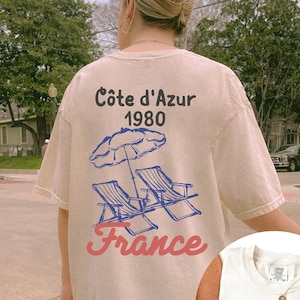 Chemise France Comfort Colors® Chemise French Riviera Chemise de style parisien vintage pour la France Tee-shirt vacances T-shirt Old Money Aesthetics