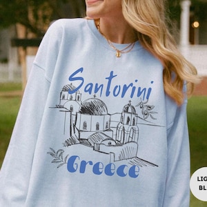 Greece Sweatshirt Santorini Crewneck Vintage Greek Isles Sweater For Greece Trip Sweatshirt Santorini Vacation Crewneck Coastal Sweater
