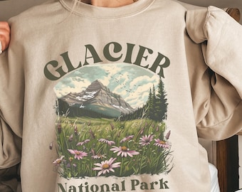 Glacier Sweatshirt Glacier National Park Crewneck Glacier Gift For Granola Girl Sweatshirt US National Parks Sweatshirt Montana Crewneck