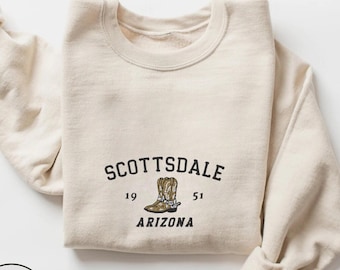 Scottsdale Embroidered Sweatshirt Scottsdale Crewneck Arizona Embroidery Sweater Scottsdale Souvenir Vintage Scottsdale Sweatshirt
