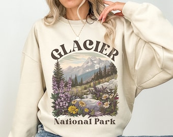 Sudadera del Parque Nacional Glaciar Sudadera para vacaciones en el glaciar Sudadera Montana Sudadera con cuello redondo Glaciar Gildan 18000
