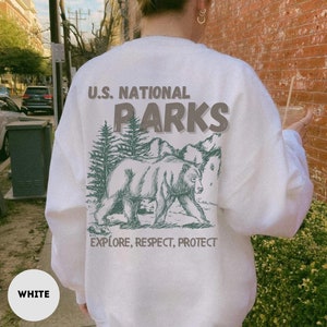 US National Parks Sweatshirt 63 National Parks Crewneck Vintage Granola Girl Sweater For Hiking Gift Sweatshirt For National Parks Lover