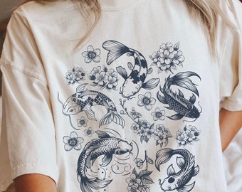Koi Fish Shirt Comfort Colors Koi Shirt Vintage Japanese Fish Shirt Asian Style Shirt With Koi Fish T Shirt