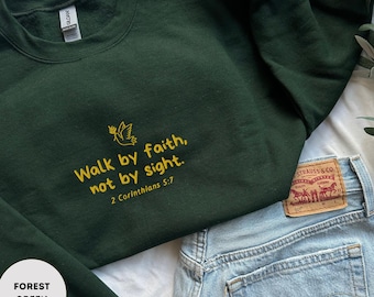 Embroidered Bible Verse Sweatshirt Christian Embroidery Crewneck Bible Sweatshirt Embroidered Jesus Sweatshirt For Church Faith Sweatshirt