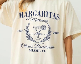 Margs And Matrimony Shirt Bachelorette Shirt Comfort Colors Custom Bach Shirt Luxury Bachelorette Shirt Bridal Party Shirts Personalized