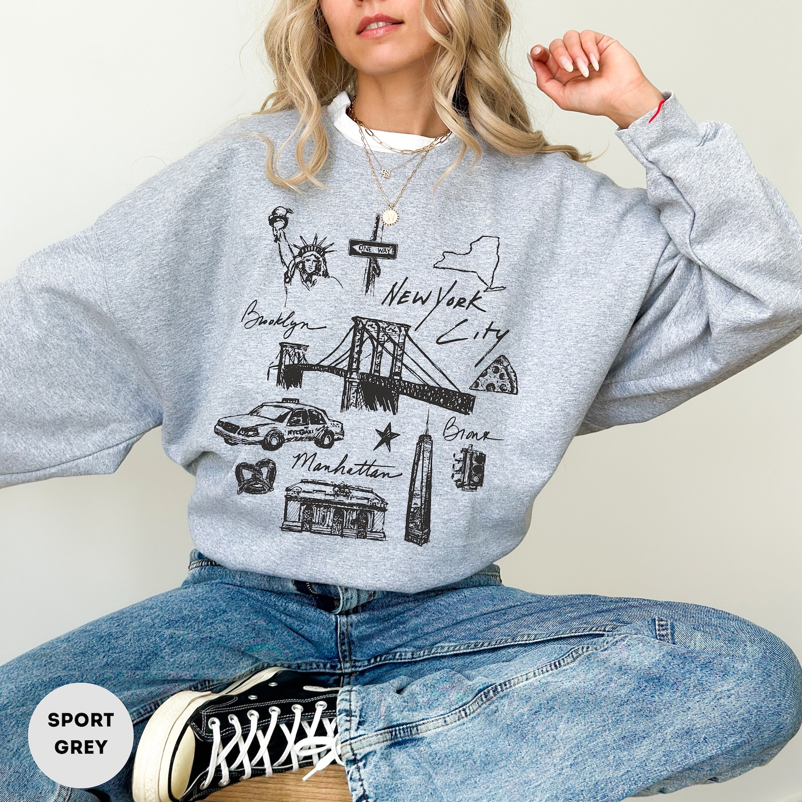 New York back  Print sweater main image 0