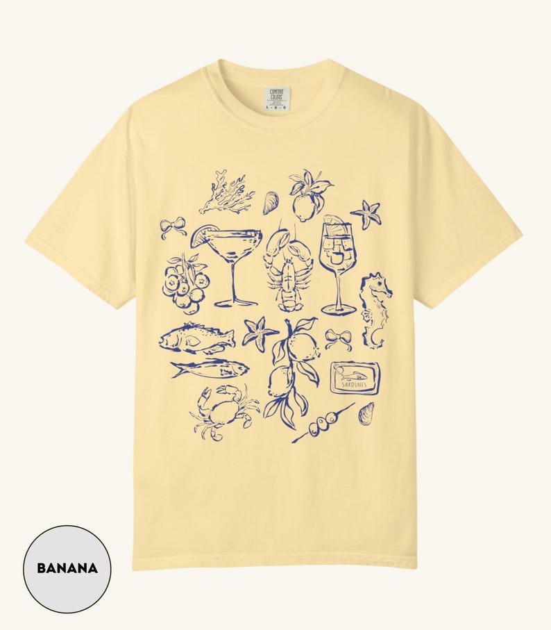 La Dolce Vita Shirt Comfort Colors® Italian Summer Shirt Vintage Foodie Shirt With Sardines T-Shirt Tomato Girl Style Ocean Inspired Shirt image 8