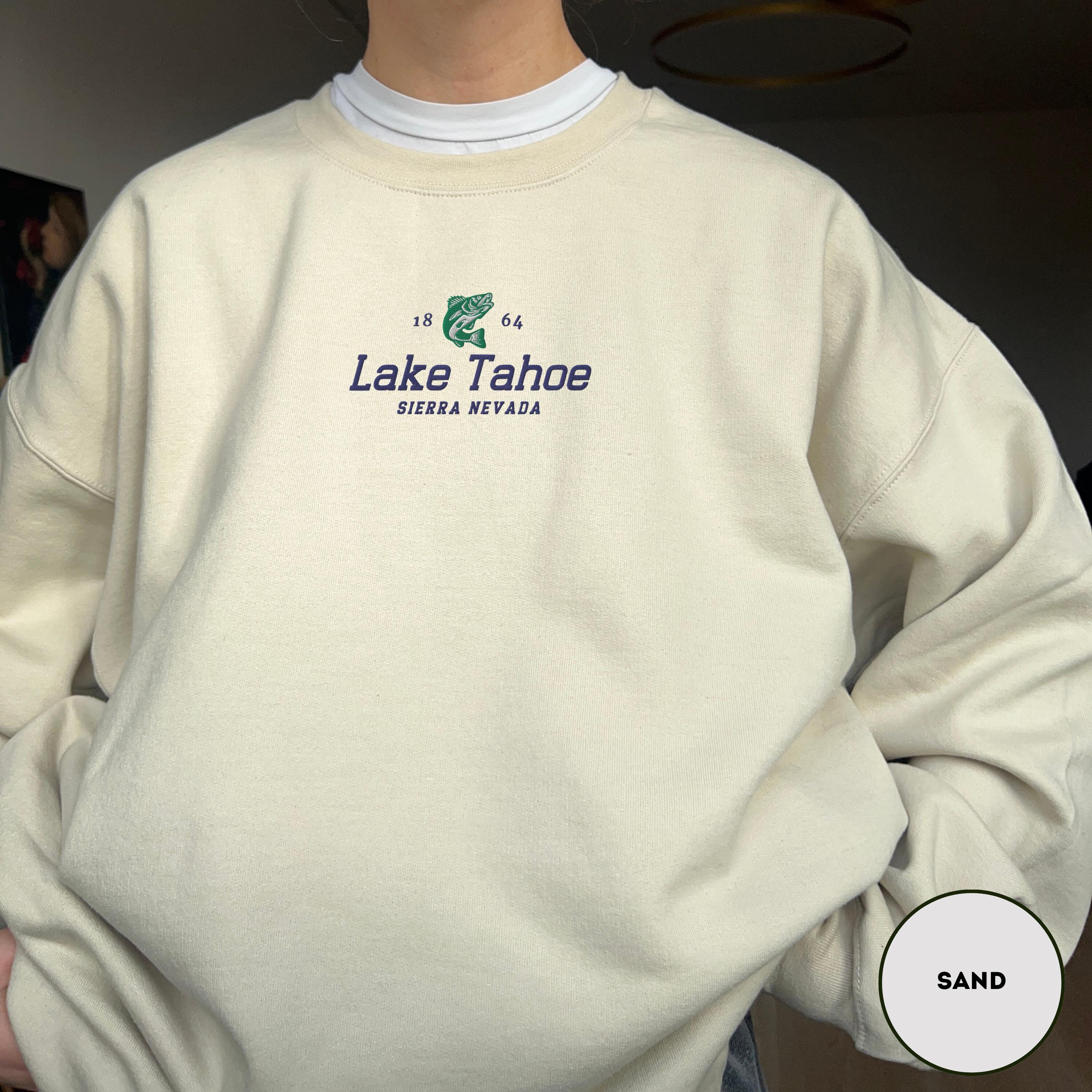 Lake Tahoe Embroidered Sweatshirt Sierra Nevada Crewneck - Technical View