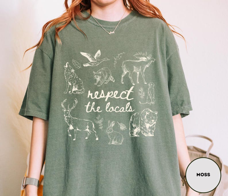 Respect The Locals Shirt Wildlife Shirt Comfort Colors For Granola Girl Gift With Wild Animals Shirt Woodland Animals Shirt Outdoor Shirt image 2