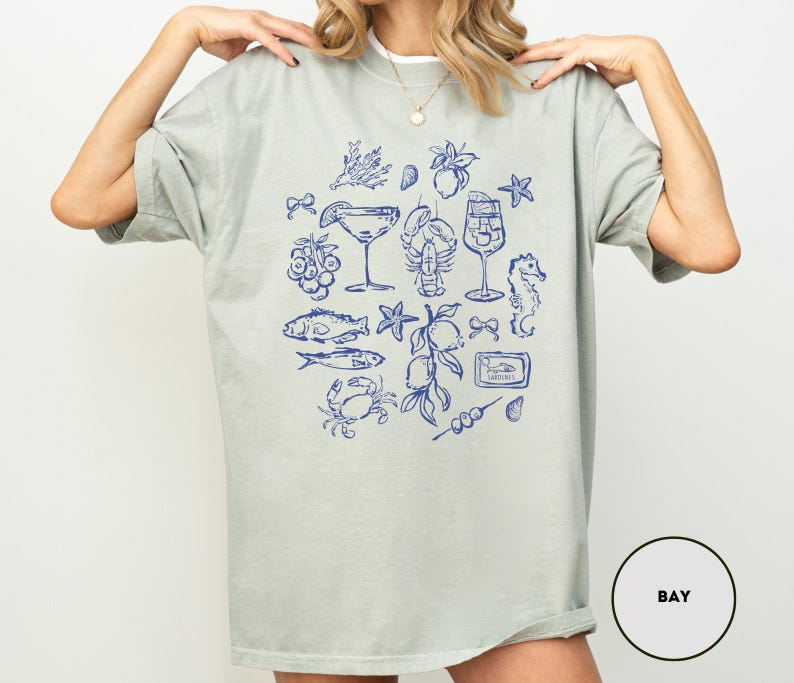 La Dolce Vita Shirt Comfort Colors® Italian Summer Shirt Vintage Foodie Shirt With Sardines T-Shirt Tomato Girl Style Ocean Inspired Shirt image 2