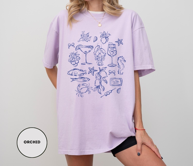 La Dolce Vita Shirt Comfort Colors® Italian Summer Shirt Vintage Foodie Shirt With Sardines T-Shirt Tomato Girl Style Ocean Inspired Shirt image 3