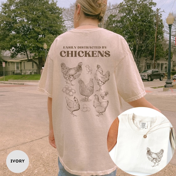 Chicken Shirt Comfort Colors® Cottage Core Shirt Vintage Oversized Graphic Tee Trendy Chicken Shirt Funny Farm Shirt Boho Chickens Shirt