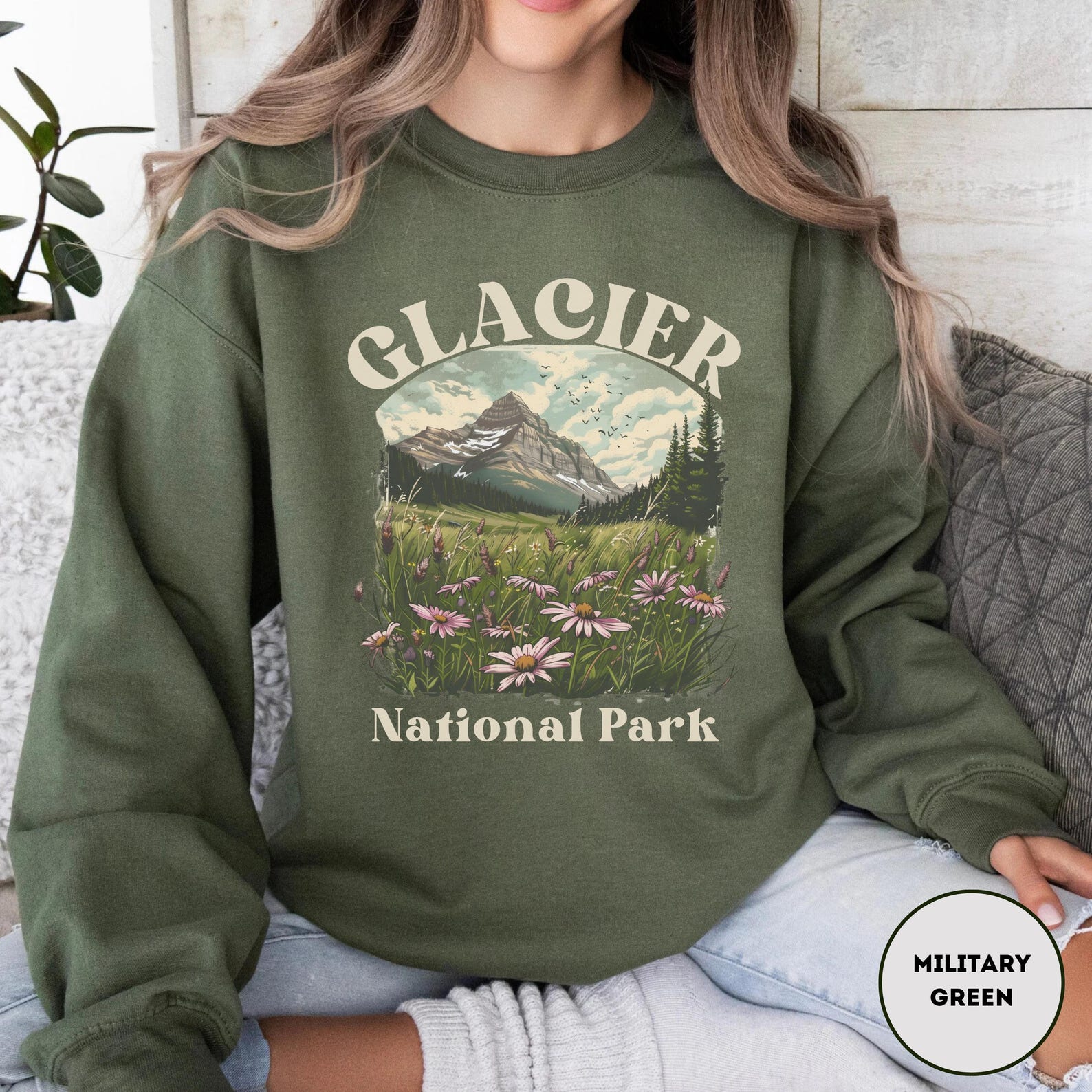 Glacier National Park Montana Crewneck Sweatshirt main image 1