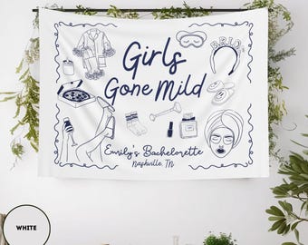 Banderole Girls Gone EVJF pour fête de Bach, panneau de bienvenue, tapisserie de Bach, sommeil de Bach, toile de fond de Bach, soirée pyjama, décoration de fête Spa EVJF