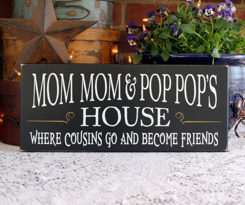 Mom Mom Pop Pop's House Grandparent Sign Wood Sign Custom Sign Personalized Sign Grandparent Gift Personalized Gift image 1