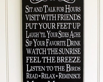 Porch Rules Sign - Wood - Outdoor Living - Beach House - Summertime - Memories - Porch Sitting -