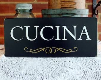 CUCINA Wood Sign for Italian Kitchen Plaque Wall Decor Italy Kitchen Decor Italian Family Kitchen