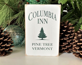 Columbia Inn Mini Sign - White Christmas -Hand Painted  - Mini Sign - Tiered Tray Decor - Christmas Decor