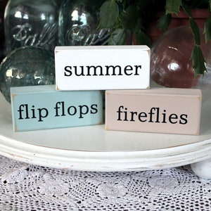 Summer Flip Flops Fireflies Mini Shelf Sitter Blocks Summer Sign Stacking Blocks Tiered Tray Display Tiered Tray Decor image 2