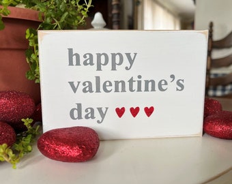 Happy Valentine's Day Mini Sign- Hand Painted - Valentine Decor - Love - Tiered Tray Decor - Wood Sign