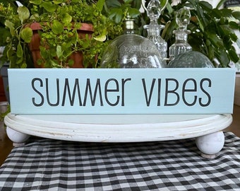 Summer Vibes Shelf Sitter Sign Block for Tiered Tray  and Summer Decorating