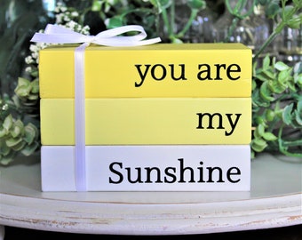 You Are My Sunshine Faux Book Stacking Blocks Kids Room Decoration Tiered Tray Decor Summer