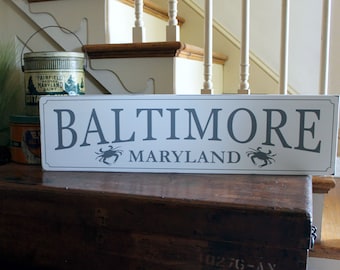 Baltimore, Maryland Wood Sign, Crabs Hometown, Housewarming Gift, Maryland Sign, Made in Maryland