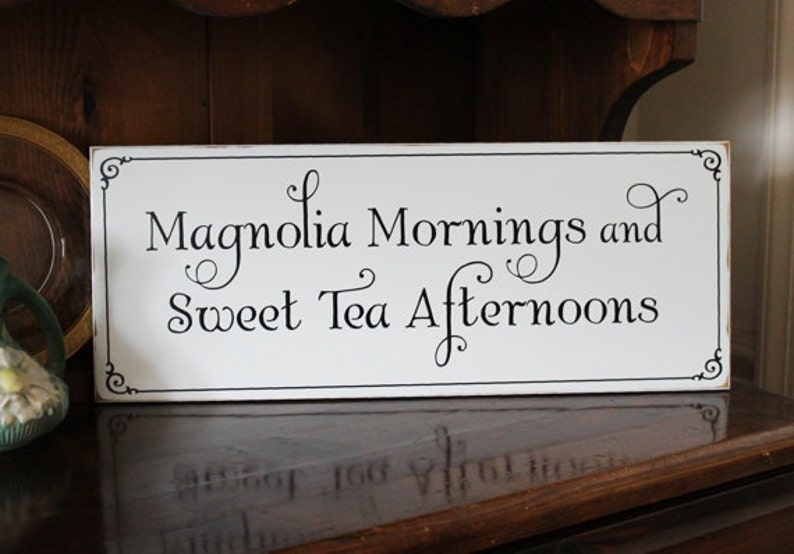 Magnolia Mornings Sign Southern Saying Wall Decor Wall Art Etsy