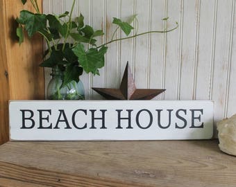 Beach House, Wood Sign,  Worn Vintage Look, Coastal Decor, Seaside Cottage, Chic Beach Decor, Custom Sign