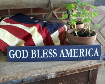 God Bless America, Painted Wood Sign, Patriotic, 4th of July, Americana, American Home, Handcrafted