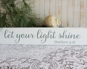 Let Your Light Shine Sign - Inspirational Sign - Scripture Bible Verse - Matthew 5:16 Love Laughter Joy Kids Room