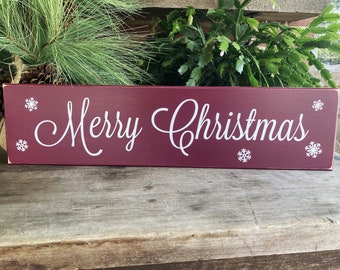 Merry Christmas Sign, Snowflakes, Holiday Decor, Mantel Decor, Christmas Sign, Christmas Decoration, Christmas Decor, Wooden Sign
