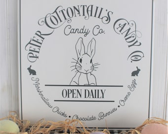 Peter Cottontail's Candy Co./  Easter Sign / Easter Decor / Sweet Bunny Decoration / Spring Decor