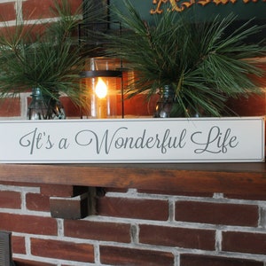It's A Wonderful Life Wood Sign Wall Decor Family Saying Inspirational Handcrafted Holiday Signs Christmas Sign, Christmas Decor