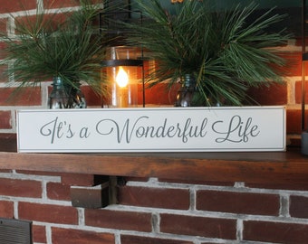 It's A Wonderful Life Wood Sign Wall Decor Family Saying Inspirational Handcrafted Holiday Signs Christmas Sign, Christmas Decor