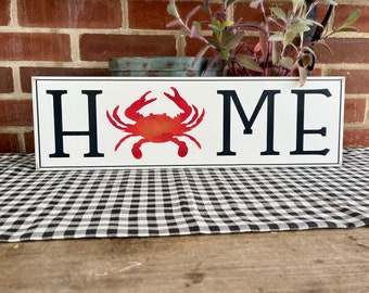 Home Crab Wood Sign By the Bay Handcrafted  Beach House Beach Cottage Decor Chesapeake Bay, Maryland, Virginia, Old Bay