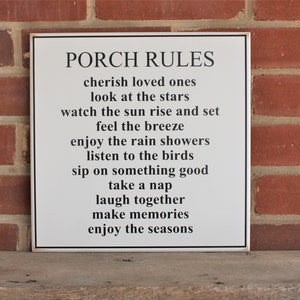 Porch Rules Wood Sign Welcome to the Summer Porch Housewarming Gift Wall Art Worn Finish Porch Decor Outdoor Living