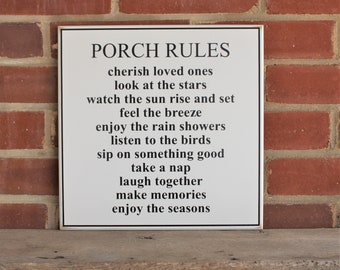 Porch Rules Wood Sign Welcome to the Summer Porch Housewarming Gift Wall Art Worn Finish Porch Decor Outdoor Living