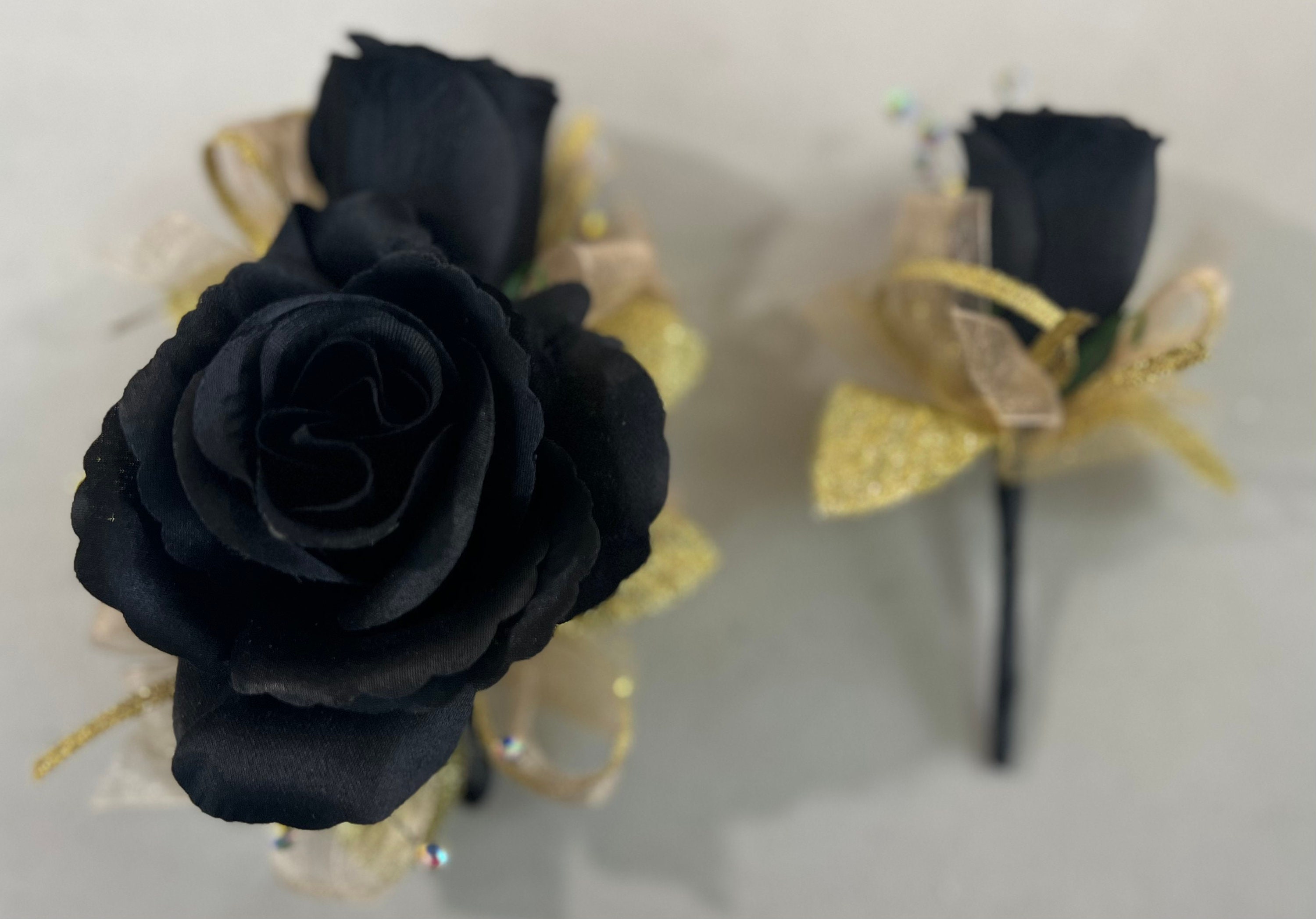 Black Gold Crepe Paper Flowers 6 Roses Bouquet Great Gatsby Gift Graduation  Prom, Wedding Paris Party Decor 21 Birthday Sweet 16 Quinceanera 