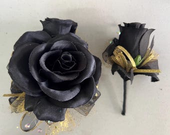 Black Rose Gold Corsages & Boutonnières Prom Wedding Quinceañera Anniversary