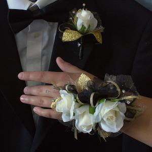 black and gold dress corsage Gatsby Gold Corsage main image 1