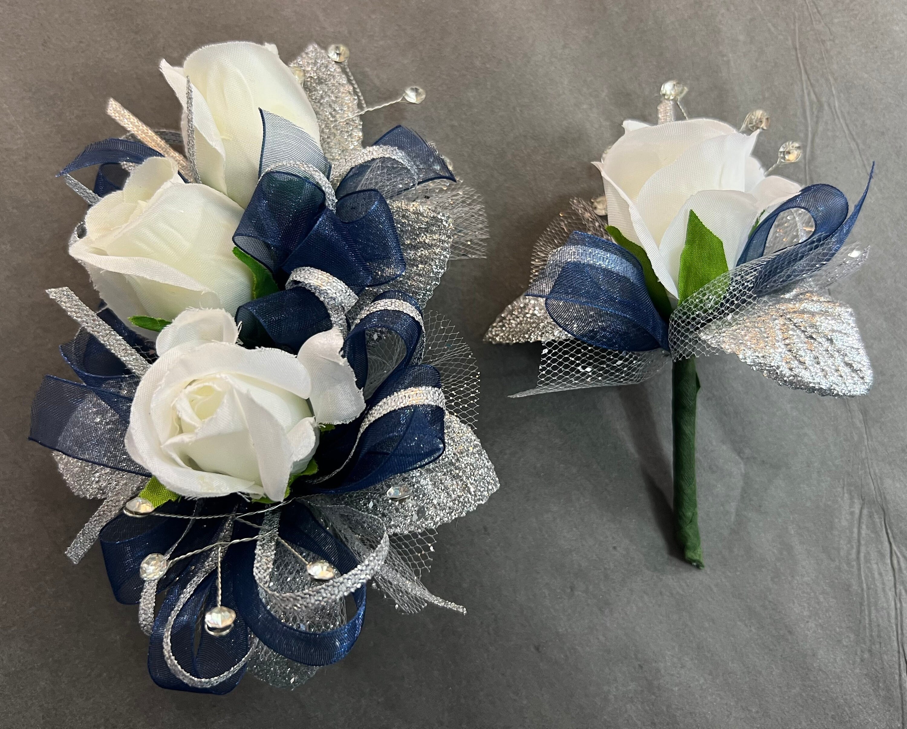 Vibrant Blue Garden-Style Corsage Bracelet for Prom — Flowers by Pouparina