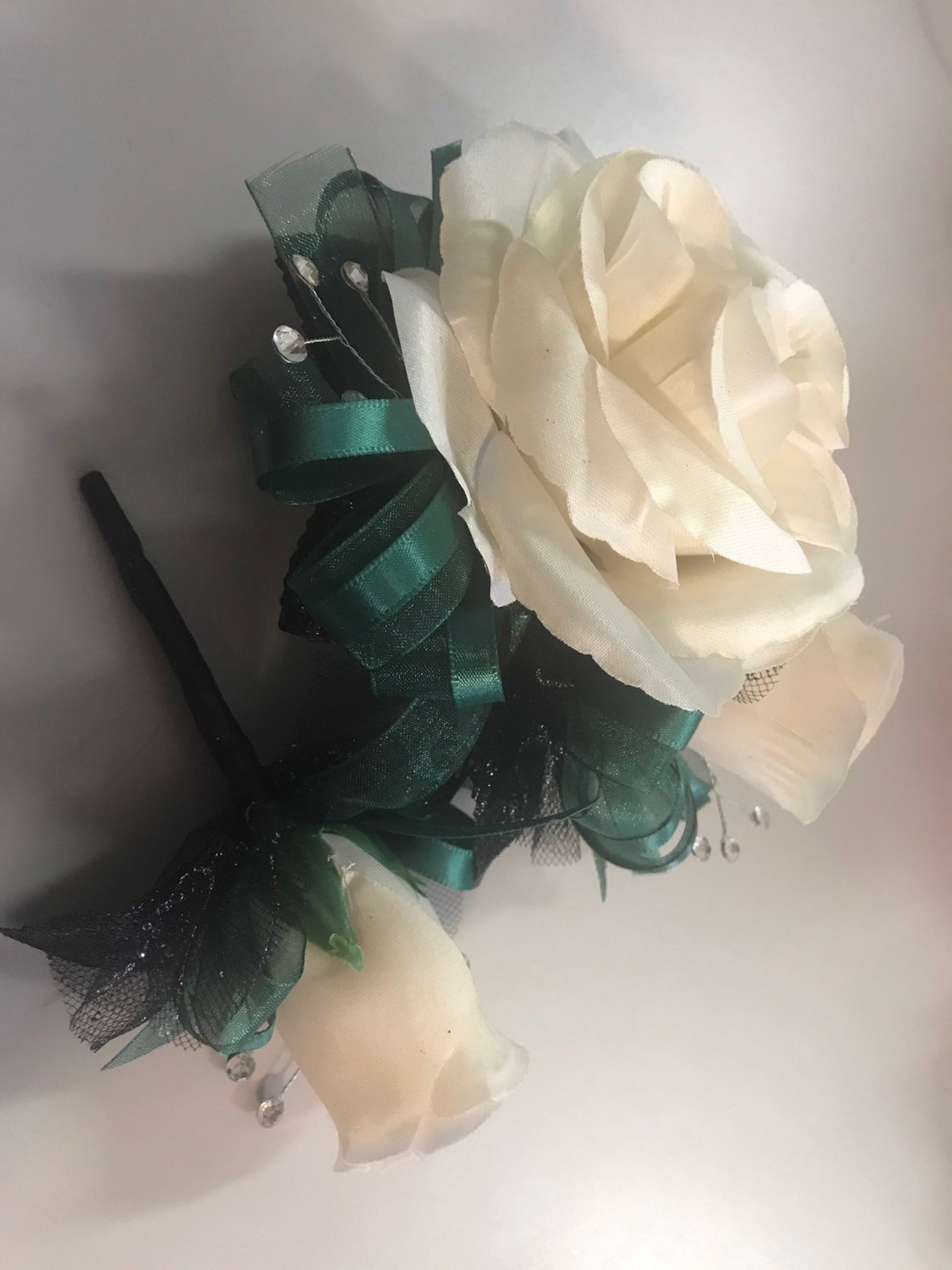Hunter Green Prom Silk Corsage Set Artificial Flowers Etsy