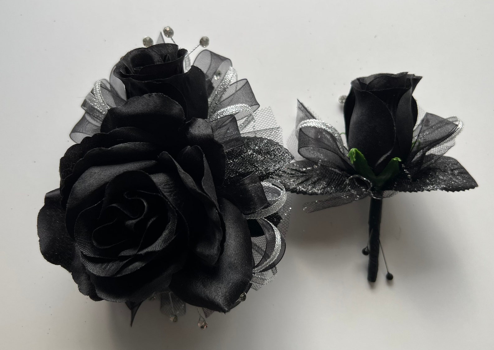 Black Rose Silver Corsages & Boutonnières Prom Wedding - Etsy