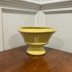 Vintage American Bisque Pottery Yellow Urn Planter