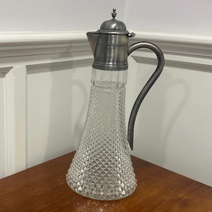 Large Vintage Crystal Decanter, Silver Plated