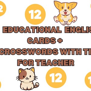 24 Pages English Worksheets & Crosswords for Homeschool | Educational Activities  Learing Cards and Teacher&#39;s Guide |Bonus Wall Art Alphabet