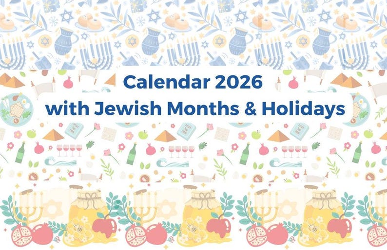2026 Desk Hebrew Calendar With Jewish Holidays Printable Jewish