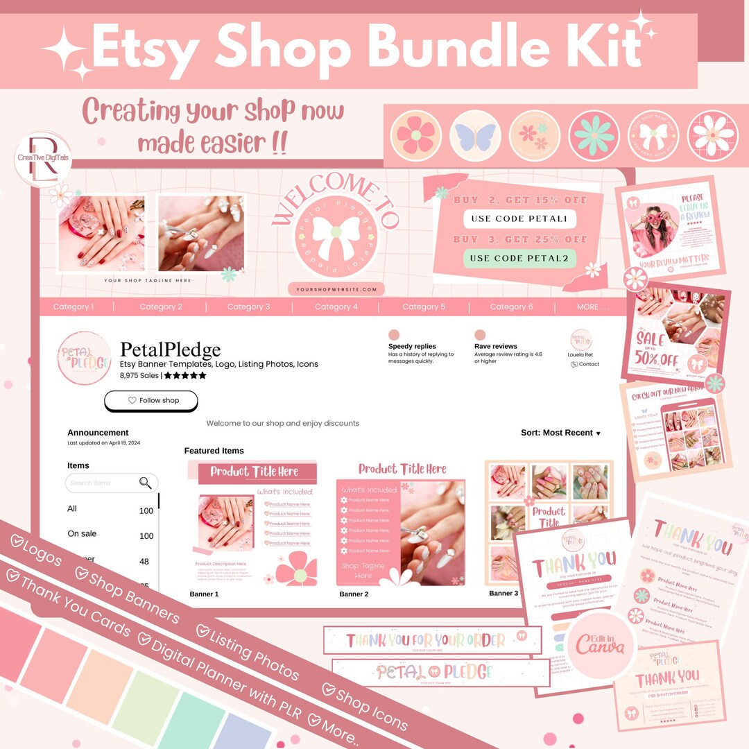 Etsy Shop Branding Kit Bundle Templates Etsy Store Banner Logo Mock Etsy Shop Branding Kit Bundle Templates Etsy Store Banner Logo Mock